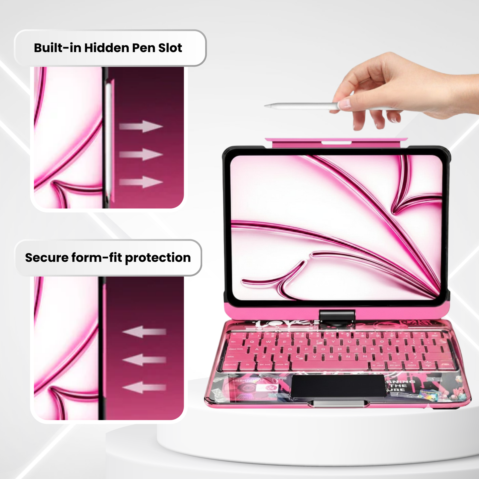 Swivelle built-in hidden Pencil slot