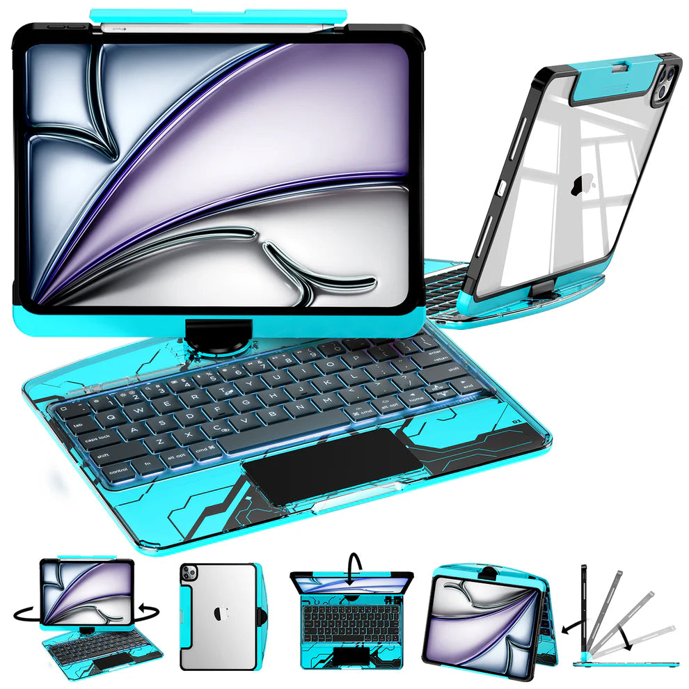 Transparent Blue Swivelle keyboard case